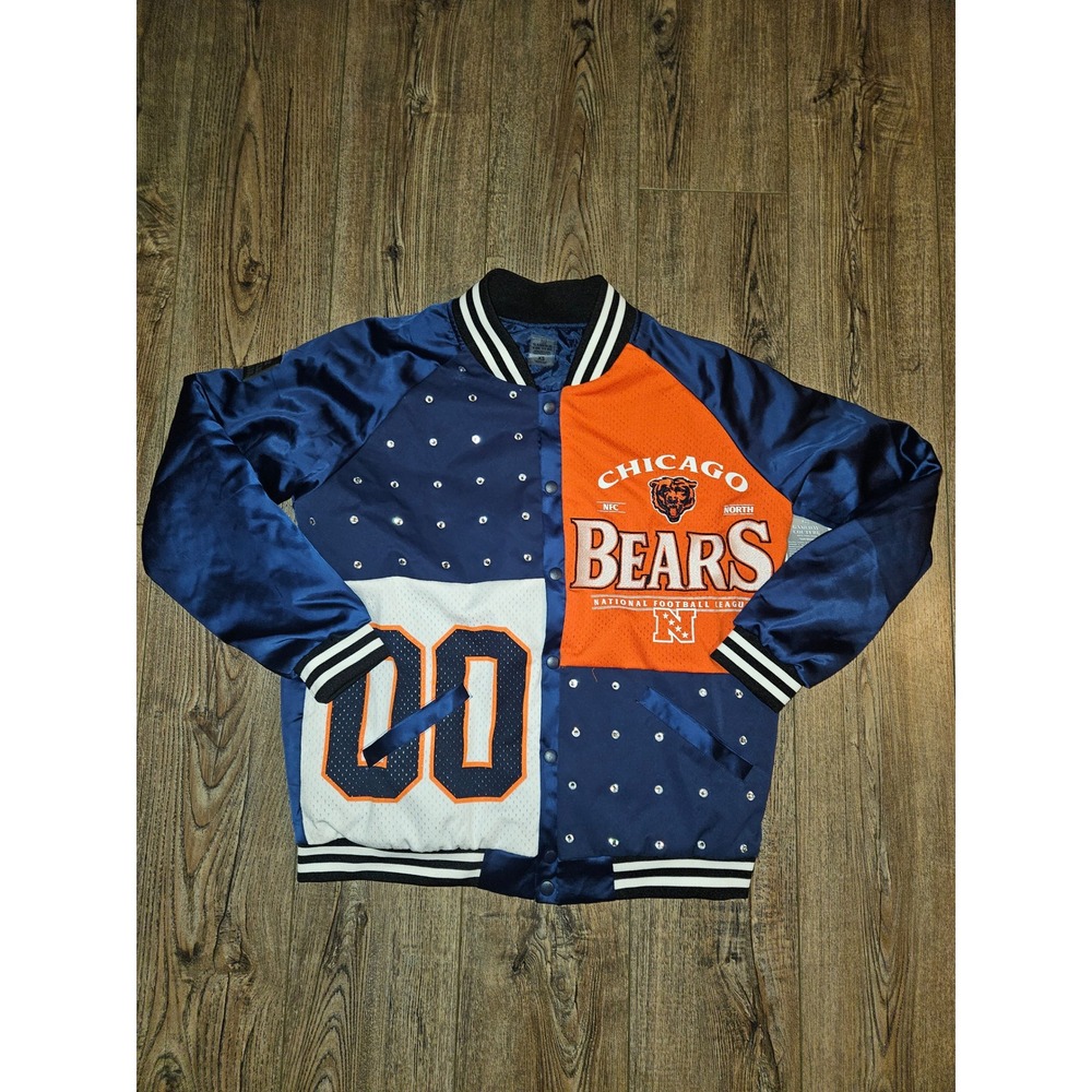 Chicago Bears Gameday Couture Women's Bomber Jacket Blue Rhinestone Size XS